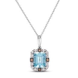 Le Vian Aquamarine Necklace 1/6 ct tw Diamonds 14K Vanilla Gold 18&quot;