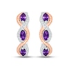 Thumbnail Image 2 of Amethyst & White Lab-Created Sapphire Rope Hoop Earrings Sterling Silver & 10K Rose Gold