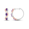 Thumbnail Image 3 of Amethyst & White Lab-Created Sapphire Rope Hoop Earrings Sterling Silver & 10K Rose Gold