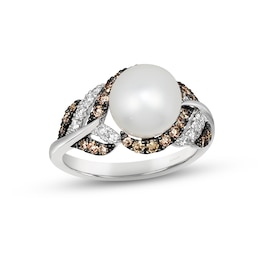 Le Vian Cultured Pearl Ring 1/2 ct tw Diamonds 14K Vanilla Gold