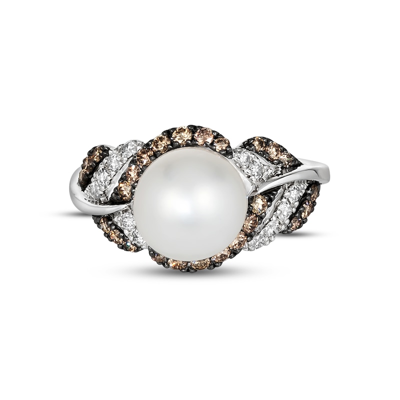 Main Image 4 of Le Vian Cultured Pearl Ring 1/2 ct tw Diamonds 14K Vanilla Gold