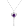 Thumbnail Image 1 of Amethyst & White Topaz Heart Necklace Sterling Silver 18&quot;