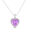 Thumbnail Image 1 of Amethyst & White Lab-Created Sapphire Heart Necklace Sterling Silver 18&quot;