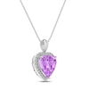 Thumbnail Image 2 of Amethyst & White Lab-Created Sapphire Heart Necklace Sterling Silver 18&quot;