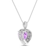 Thumbnail Image 3 of Amethyst & White Lab-Created Sapphire Heart Necklace Sterling Silver 18&quot;