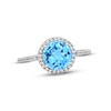 Thumbnail Image 0 of Swiss Blue Topaz & White Lab-Created Sapphire Halo Ring Sterling Silver