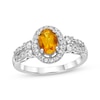 Thumbnail Image 1 of Oval-Cut Citrine & White Lab-Created Sapphire Halo Ring Sterling Silver