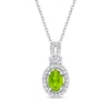 Thumbnail Image 1 of Oval-Cut Peridot & White Lab-Created Sapphire Halo Necklace Sterling Silver 18&quot;