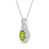 Thumbnail Image 2 of Oval-Cut Peridot & White Lab-Created Sapphire Halo Necklace Sterling Silver 18&quot;