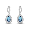 Thumbnail Image 1 of Swiss Blue Topaz & White Lab-Created Sapphire Dangle Earrings Sterling Silver