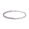 Thumbnail Image 3 of Amethyst Paperclip Bracelet Sterling Silver 7.25&quot;