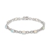 Thumbnail Image 1 of Opal & Diamond Link Bracelet 1/4 ct tw Round-cut Sterling Silver 7.25&quot;