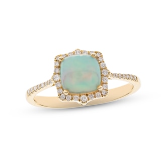 Opal & Diamond Ring 1/6 ct tw Round-cut 10K Yellow Gold | Kay