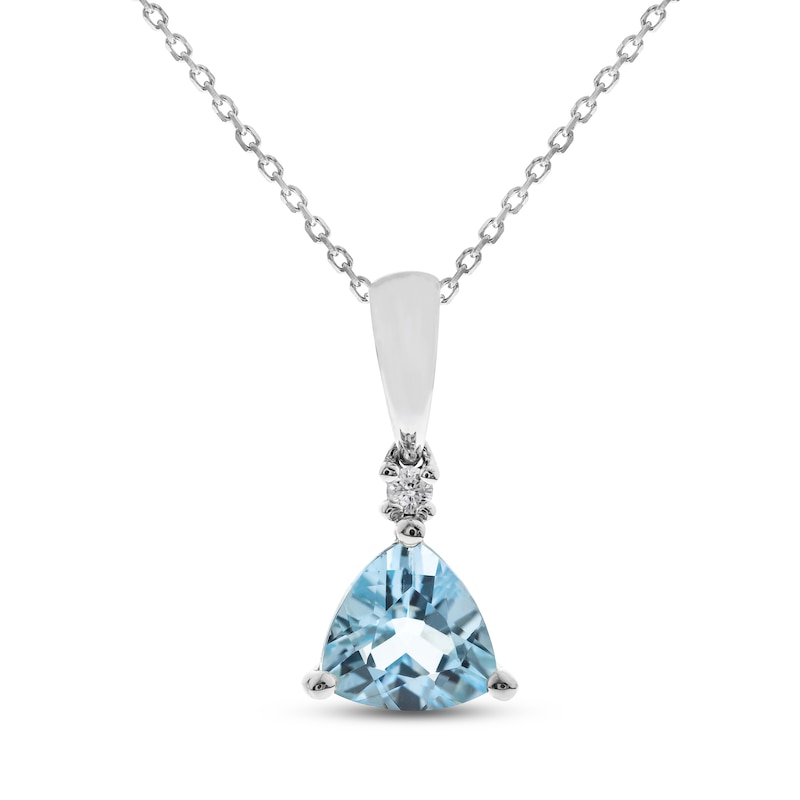 Main Image 1 of Aquamarine & Diamond Necklace Sterling Silver 18&quot;