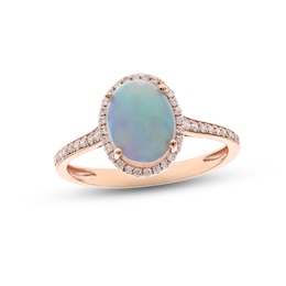 Opal & Diamond Ring 1/5 ct tw Round-cut 10K Rose Gold