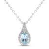 Thumbnail Image 1 of Aquamarine & Diamond Necklace 1/8 ct tw Round-cut Sterling Silver 18&quot;