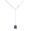 Thumbnail Image 1 of Amethyst Paperclip Drop Necklace Sterling Silver 18&quot;