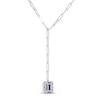 Thumbnail Image 3 of Amethyst Paperclip Drop Necklace Sterling Silver 18&quot;