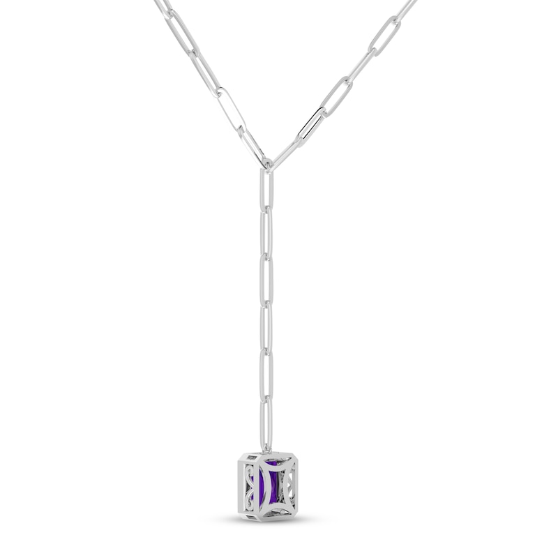 Main Image 3 of Amethyst Paperclip Drop Necklace Sterling Silver 18&quot;