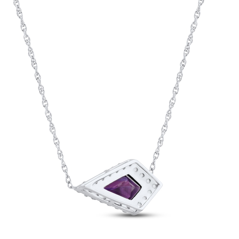 Main Image 3 of Amethyst & White Lab-Created Sapphire Necklace Sterling Silver 18&quot;