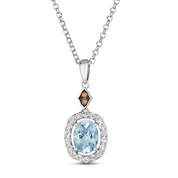 Le Vian Chocolatier Aquamarine Necklace 1/5 ct tw Diamonds 14K Vanilla Gold 19&quot;