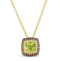 Le Vian Peridot Necklace 1/2 ct tw Diamonds 14K Honey Gold 19&quot;