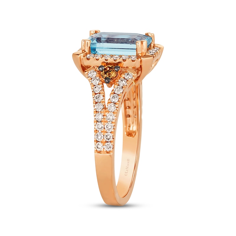 Main Image 3 of Le Vian Creme Brulee Aquamarine Ring 5/8 ct tw Diamonds 14K Strawberry Gold