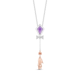 Disney Treasures Winnie the Pooh &quot;Eeyore&quot; Amethyst & Diamond Kite Necklace Sterling Silver & 10K Rose Gold 17&quot;