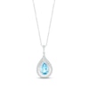 Thumbnail Image 1 of Pear-Shaped Swiss Blue Topaz & White Lab-Created Sapphire Necklace Sterling Silver 18&quot;