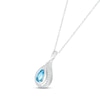 Thumbnail Image 2 of Pear-Shaped Swiss Blue Topaz & White Lab-Created Sapphire Necklace Sterling Silver 18&quot;