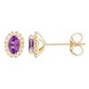 Thumbnail Image 2 of Amethyst & Diamond Earrings 1/10 ct tw Round-cut 10K Yellow Gold