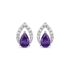 Thumbnail Image 1 of Pear-Shaped Amethyst & White Lab-Created Sapphire Earrings Sterling Silver
