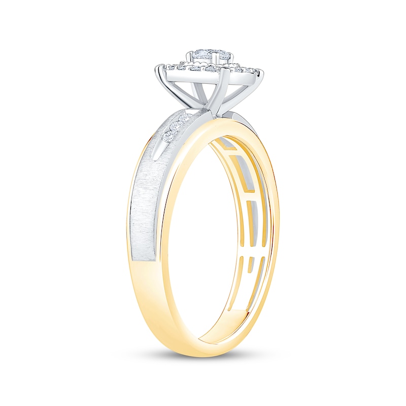 Main Image 2 of Round-Cut Diamond Halo Engagement Ring 1/3 ct tw 10K Two-Tone Gold