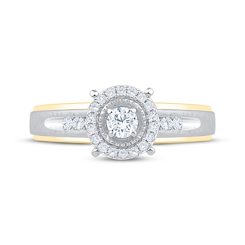 Main Image 3 of Round-Cut Diamond Halo Engagement Ring 1/3 ct tw 10K Two-Tone Gold