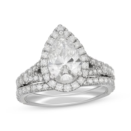 Neil Lane Artistry Pear-Shaped Lab-Grown Diamond Halo Bridal Set 3-1/4 ct tw 14K White Gold