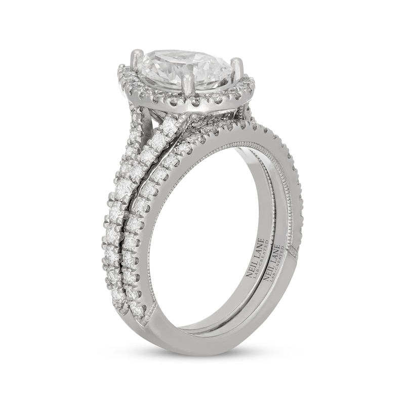 Main Image 2 of Neil Lane Artistry Pear-Shaped Lab-Grown Diamond Halo Bridal Set 3-1/4 ct tw 14K White Gold