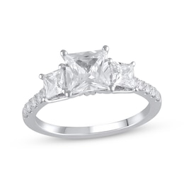 Memories Moments Magic Lab-Grown Diamonds by KAY Princess-Cut Three-Stone Engagement Ring 2-1/5 ct tw 14K White Gold