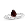 Thumbnail Image 1 of Garnet Pear Beaded Ring Sterling Silver