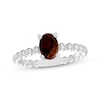 Thumbnail Image 1 of Garnet Oval Beaded Ring Sterling Silver