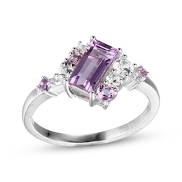 Amethyst & White Lab-Created Sapphire Ring Sterling Silver