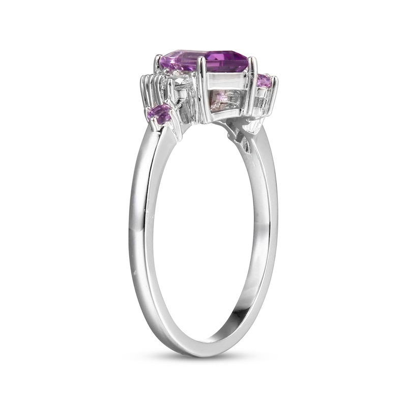 Amethyst & White Lab-Created Sapphire Ring Sterling Silver