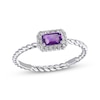 Thumbnail Image 1 of Amethyst & White Lab-Created Sapphire Rope Ring Sterling Silver