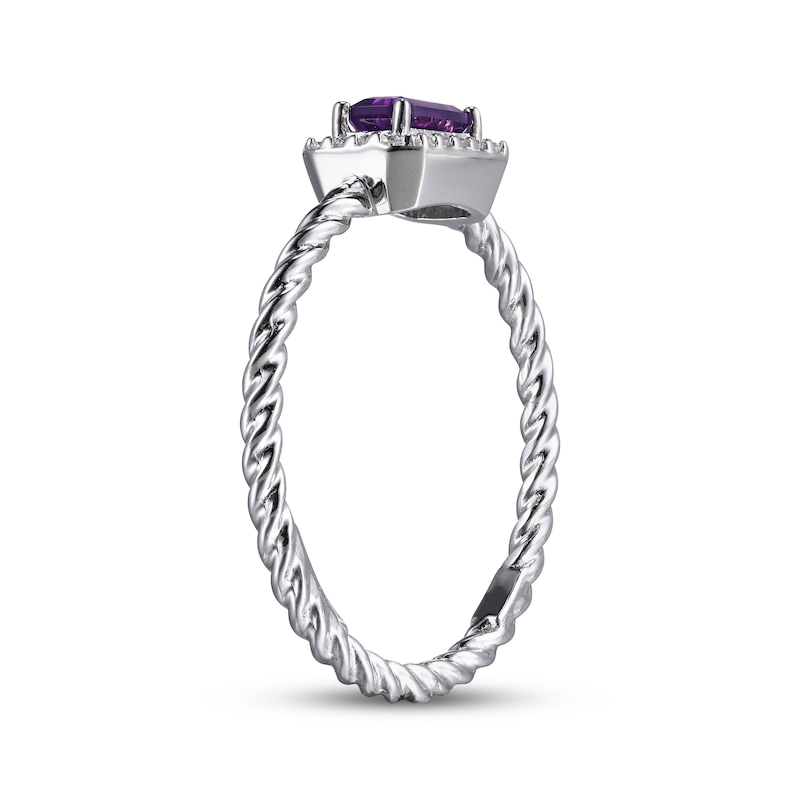 Main Image 2 of Amethyst & White Lab-Created Sapphire Rope Ring Sterling Silver