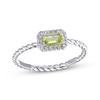 Thumbnail Image 1 of Peridot & White Lab-Created Sapphire Rope Ring Sterling Silver