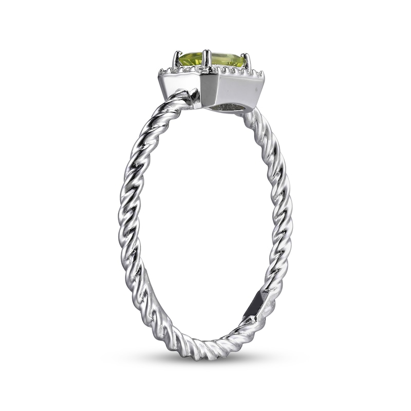 Main Image 2 of Peridot & White Lab-Created Sapphire Rope Ring Sterling Silver