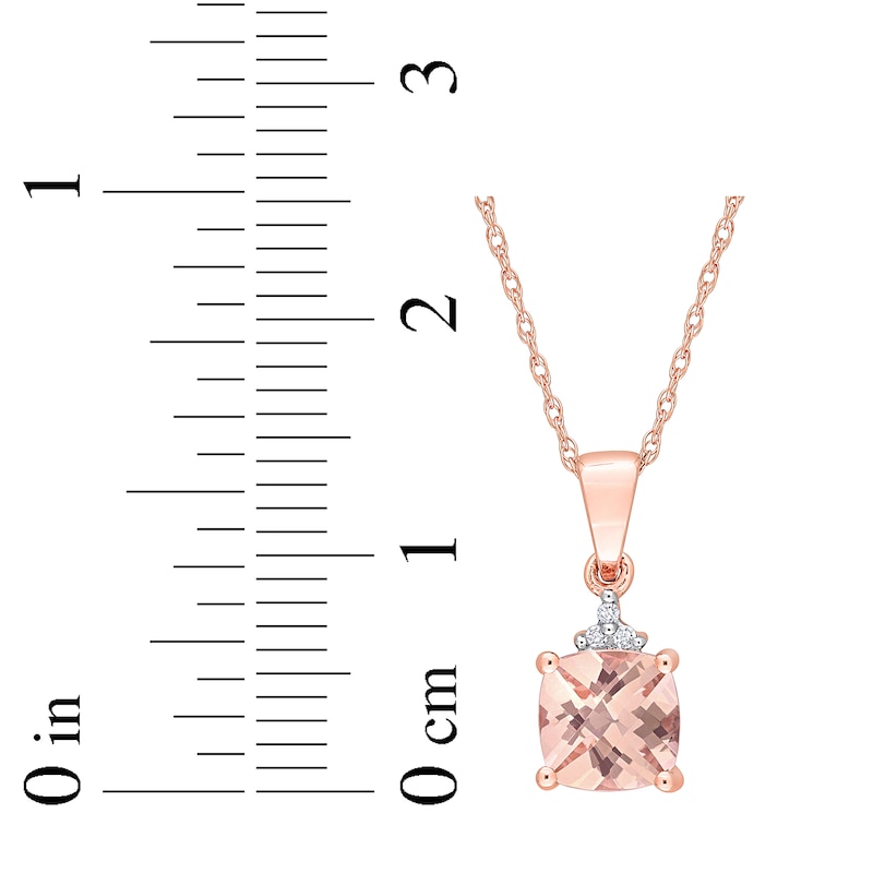 Main Image 2 of Morganite & Diamond Necklace 10K Rose Gold 17&quot;