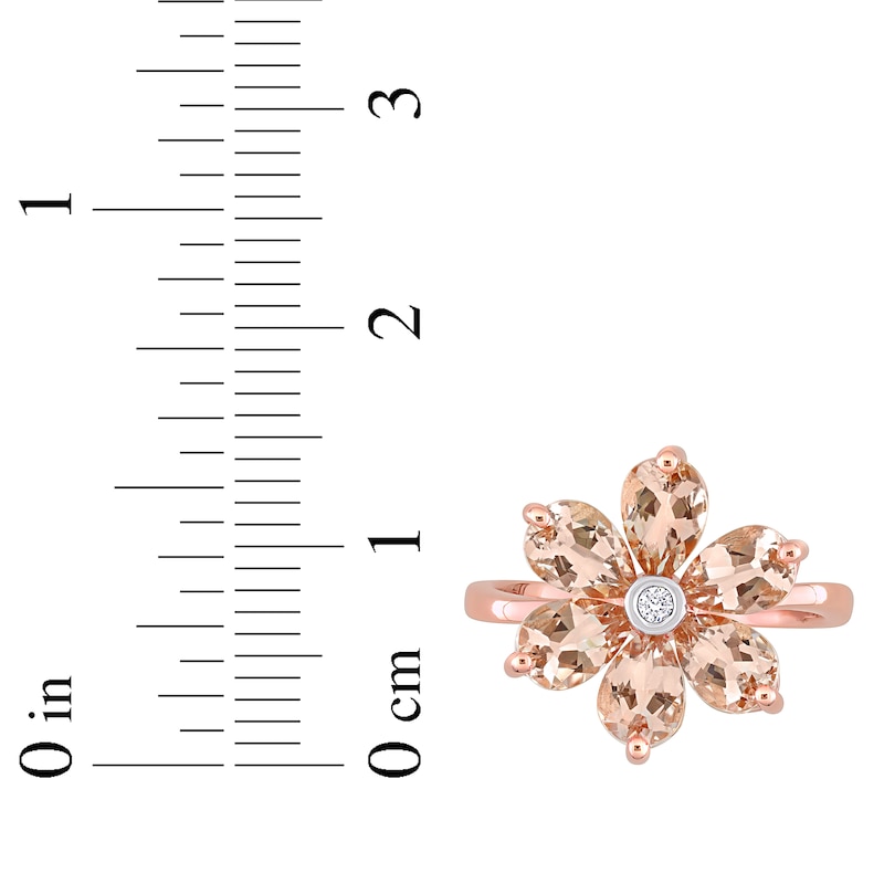 Main Image 3 of Morganite & Diamond Flower Ring 10K Rose Gold