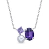 Thumbnail Image 1 of Multi-Shape Amethyst & Cultured Pearl Necklace Sterling Silver 18&quot;