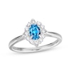 Thumbnail Image 3 of Oval-Cut Swiss Blue Topaz & White Lab-Created Sapphire Scalloped Frame Gift Set Sterling Silver