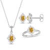 Thumbnail Image 1 of Oval-Cut Citrine & White Lab-Created Sapphire Scalloped Frame Gift Set Sterling Silver